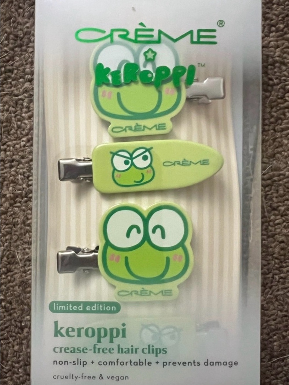 Crème Shop Keroppi Crease-free Hair Clips - 4-Pack, NEW, NWT